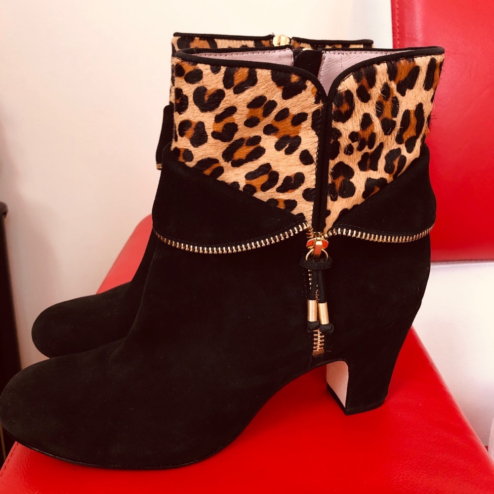 Taryn Rose Suede Animal Print Leather Boots